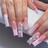 24Pcs Press on Nails Long Coffin Square,French Tip Fake Nails