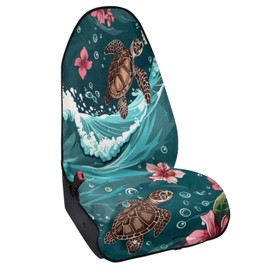 Lotusorchid Sea Turtle Sweat Towel Seat Cover for Women Men, Hibiscus Flowers Car Seat Cover Fit for Running, Workout, Anti-Slip Seat Covers Easy to Clean Automotive Accessories, Green