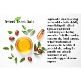 Organic Unrefined Jojoba Oil, Imported from Argentina, 100% Pure, Cold Pressed - for Hair, Skin & Nails - Best Natural Moisturizer - Hexane Free by Sweet Essentials (16 fl oz Glass Bottle with Pump)
