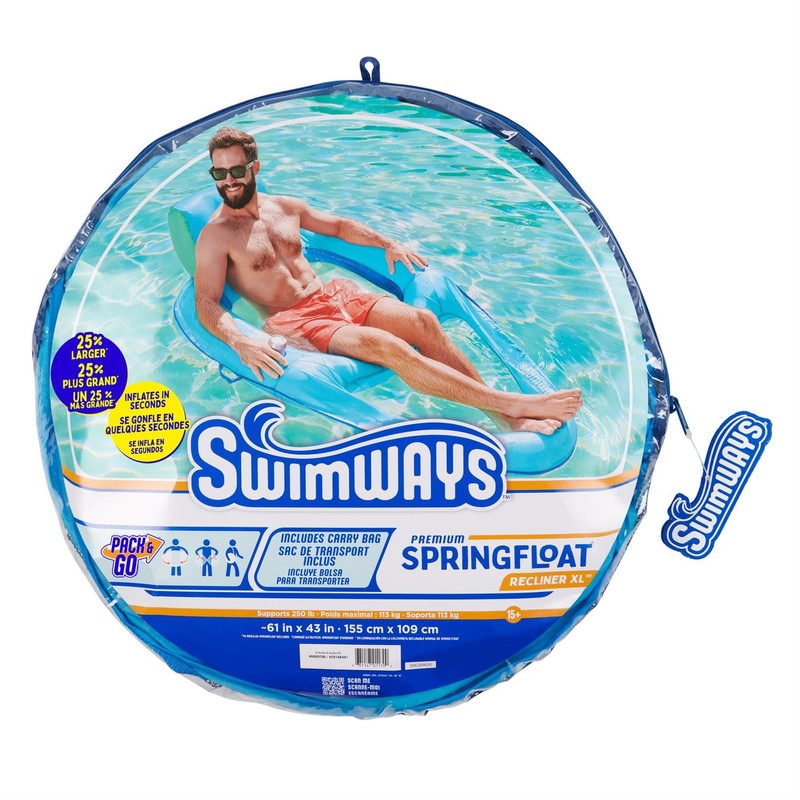 SwimWays Spring Float Recliner XL 2 Pack , Blue