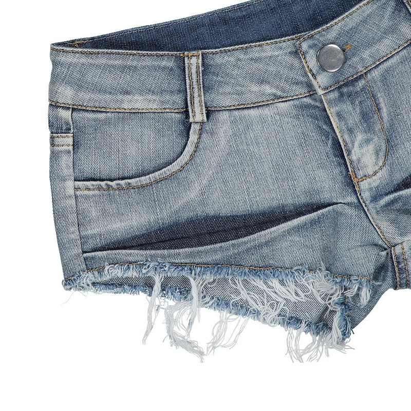ADESUGATA Ladies Low Rise Stretch Denim Mini Shorts, l
