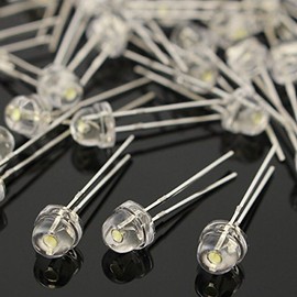 ILS - 100 pieces F5 5mm White Bright Diode Straw Hat Super Light LED Assortment Kit