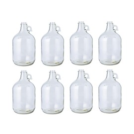 Fastrack 8-Pack 1 Gallon Glass Jug (128 oz) WITHOUT CAPS – Multipurpose 1 Gallon Jug, & Detergent Dispenser for Laundry, Glass Jar for Liquids, Water & Juice