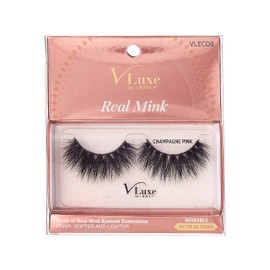 i•ENVY False Eyelashes Real Mink Lashes Dramatic Long Eyelashes (Champagne Pink)