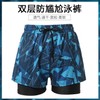 Men's Summer Double Layer Swim & Beach Shorts with Anti-Chafe Liner - a16 2022 Plus Size (Recommended 70-90kg) / Blue Geometric 3ea