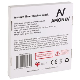 Amonev VS1 Time Teacher clock Children Wall Clock is a Easy to Read clock with Silent movement. 30cm Diameter