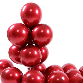 Skingwa Metallic Latex Balloons Love Bride Wedding Valentine's Day Baby Shower Party Decoration 50 Pack 10 Inch Ruby Red
