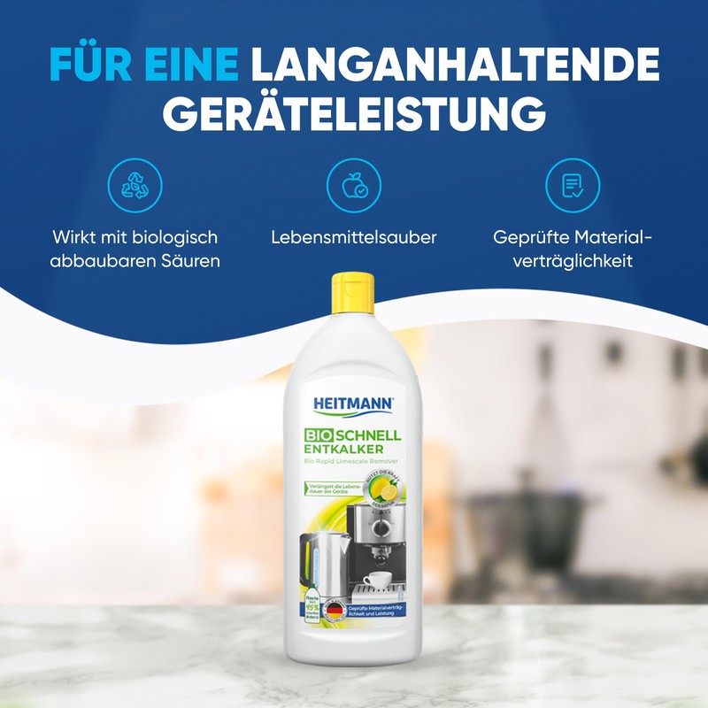 Heitmann organic quick descaler: cleaning of electrical appliances, coffee machines,
