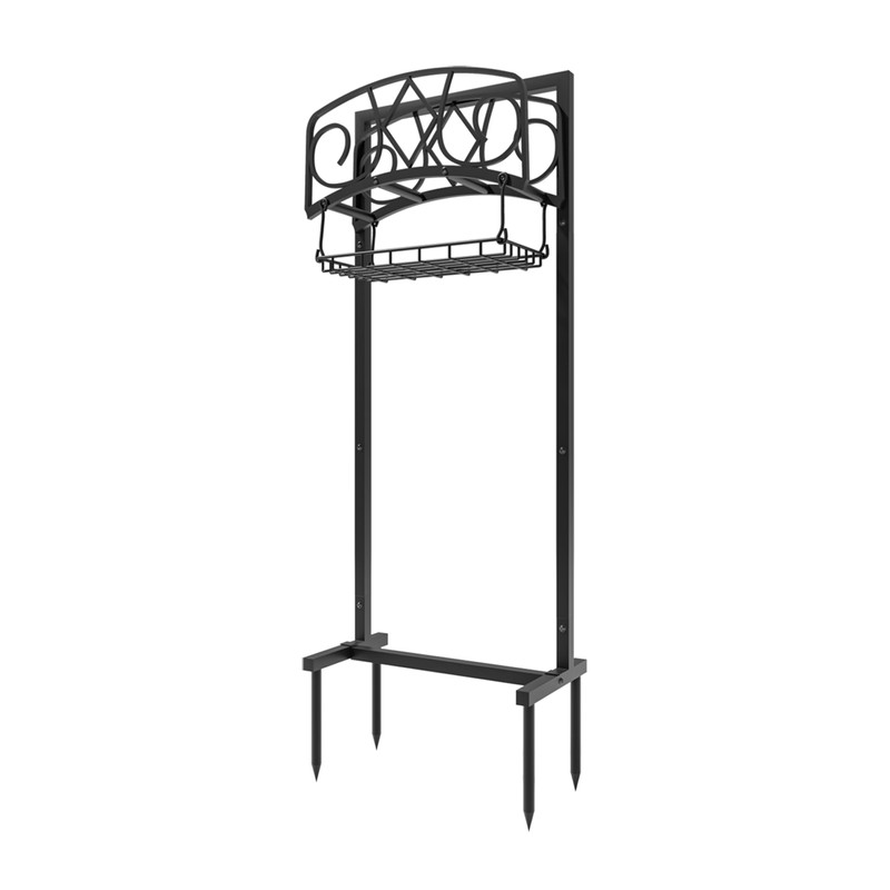 CALIDOLA Freestanding Garden Hose Organizer with Black Powder-Coated Finish -