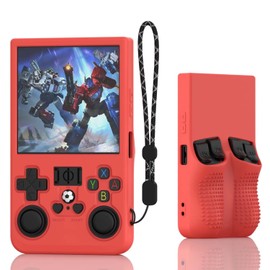 FIOPAZ for R36MAX Silicone Protective Case, Soft Skin for R36 MAX Retro Handheld Game Console Accessories, Anti-Scratch Washable Only for R 36 MAX Sleeve with Lanyard (Red)