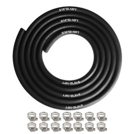 Eunice 10FT 5/16" ID Fuel Line Hose -14Pcs Hose Clamps, 326PSI Rubber Hose for Motorcycle Mowers Tractors and Small Engines
