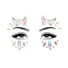 Glamza Face Crystal Sticker for Women Mermaid Rave Festival Glitter Rhinestone Temporary Tattoo Face Jewels Face Sticker Eyebrow Face Body Jewellery (STYLE 06)