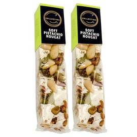 Collection Premium Italian Soft Pistachio Nougat Duo, With Roasted Almonds - Set of 2 x 100g