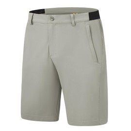 YSENTO Men's Hiking Shorts 9 Inch Dry Fit Stretch Work Flat Front Golf Shorts 3 Zipper Pockets Light Greye 36