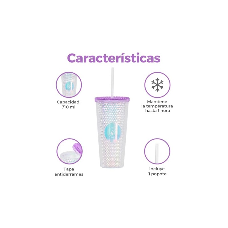 Vaso de Plástico Reusable con Doble Pared 710 ml Brillante