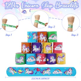 Pack of 44 Unicorn Party Bags Children's Birthday Party Favours Set with Key Ring Snap Bracelets Gift Bags Tattoo Stickers for Children Boys Girls Birthday Decoration