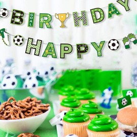 Werich - Bandera de fútbol de feliz cumpleaños para aficionados al fútbol y decoración de fiestas, artículos temáticos deportivos para fiestas