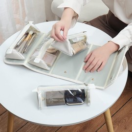 Women's Toiletry Bag for Hanging, Make-Up Bag, Travel Cosmetic Bag, White, Modern