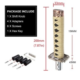 Unbranded 1x JDM Samurai Sword Gold Shift Knob Shifter Alloy Katana Adapter Universal 15cm