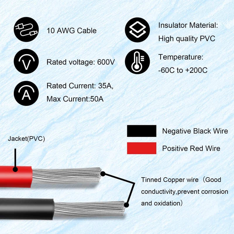 MOOKEERF 10 AWG SAE Extension Cable - 50FT Quick Disconnect