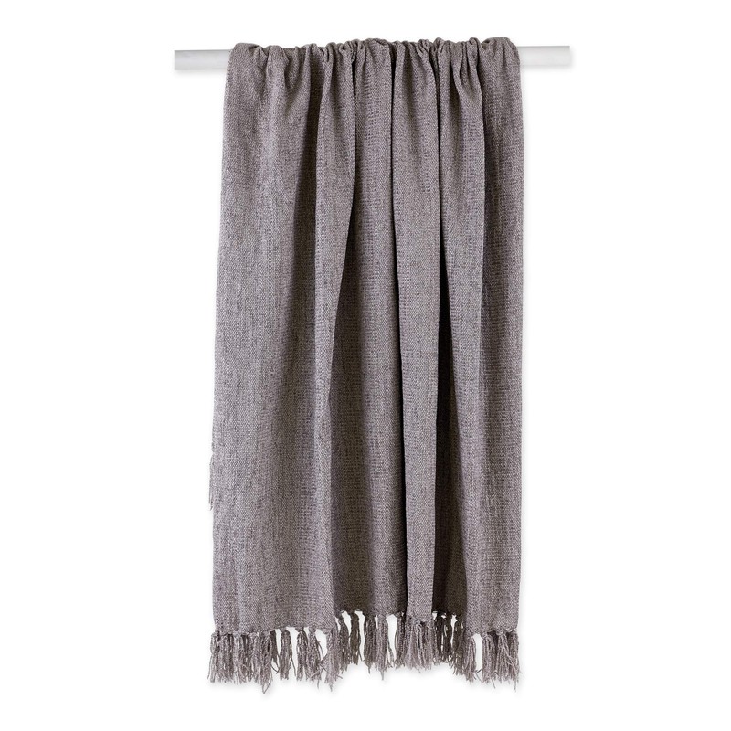 DII Chenille Throw Collection Solid Fringed, 50x60, Gray