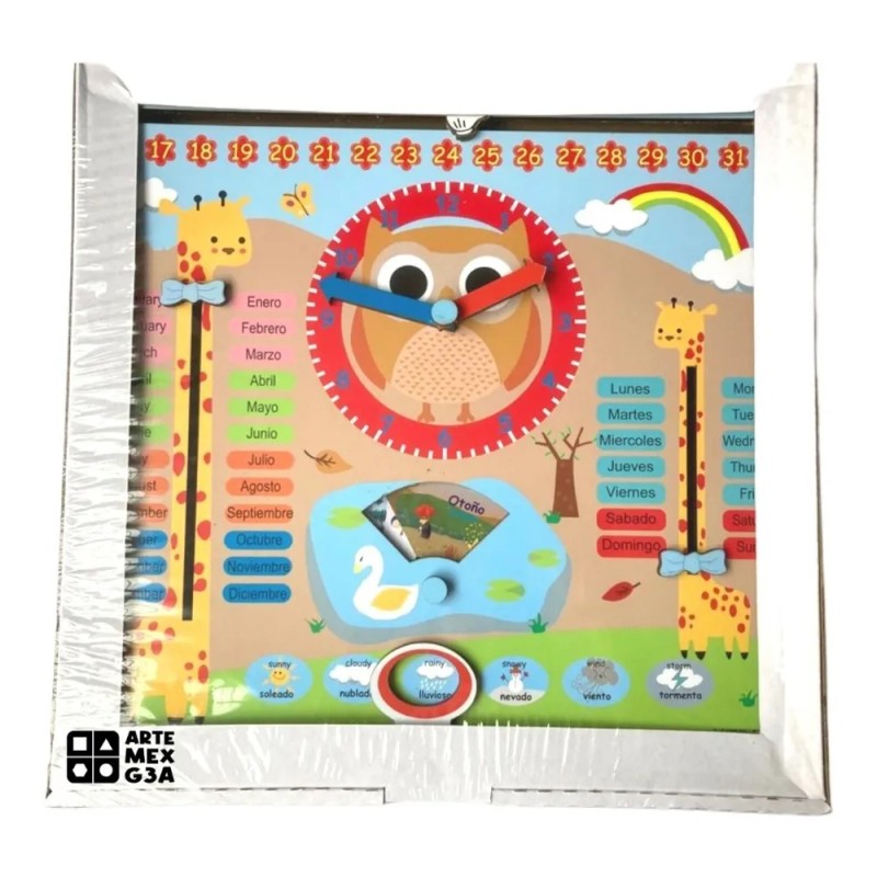 Reloj Montessori Juego Infantil Didctico De Madera Pizarra Madera