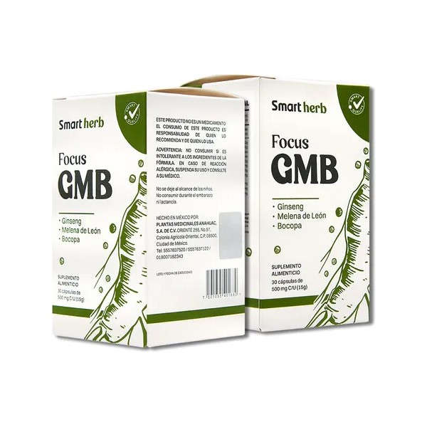 Smart Herb Paquete 2 piezas Focus GMB Anahuac Gingseng Suplemento