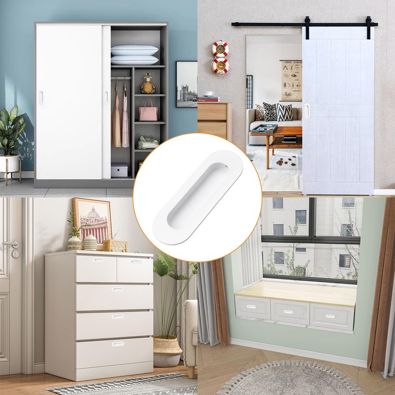 MOROBOR 4 Pack Recessed Cabinet Handles Stainless Steel Oval with
