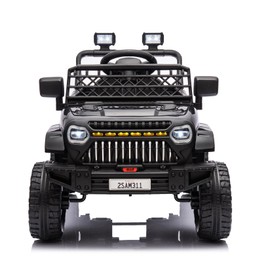 Kids Ride On Truck Car with Remote Control, 12V Battery Powered Toy Car with Spring Suspension, LED Lights, Music, Toddler Electric Vehicles for Girls Boys 3+, Black