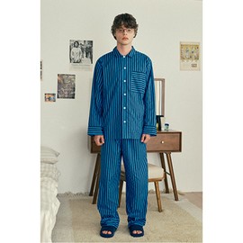 JAJU [Patina by JAJU] [공용] 세일링 코튼 10부 파자마 세트 [S~XL]_블루 [Patina by JAJU] [Unisex] Sailing Cotton 10-Part Pajama Set [S~XL] _Blue
