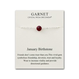 Philip Jones January (Garnet) Birthstone Anklet Created with Zircondia® Crystals