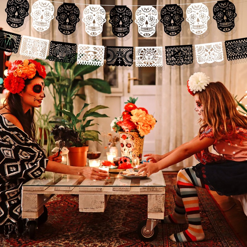 HOWAF 2 Pcs Plastic Papel Picado Day of The Dead