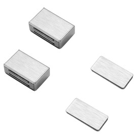 2 Pack Magnetic Door Catch Cabinet Magnet Latch Magnet Cabinet Door Catch Magnetic Stainless Steel Heavy Duty Cabinet Catch Adhesive Magnetic Door Catch(Medium, Silver)