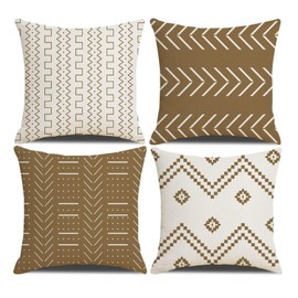 Cushion Covers 45 x 45 cm Farmhouse Cushion case covers, Set of 4 Teal Textured Patchwork Square Pillow Case for Sofa Sofa Chair Bedroom Modern Decor Home Office Sofa Couch Car Garden