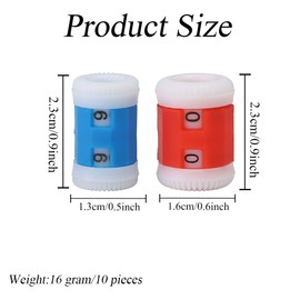 10Pcs Plastic Knit Counter 2 Size Knitting Crochet Stitch Marker Row Counter Crochet Counter Tool Stitch Needle Marking Tool (Blue + Red)