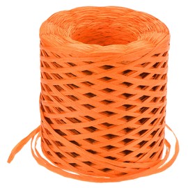 sourcing map Raffia Paper Craft Ribbon, 1/4 Inch 218 Yards Raffia Twine String Packing Paper Twine for Christmas Wrapping DIY Craft, Orange