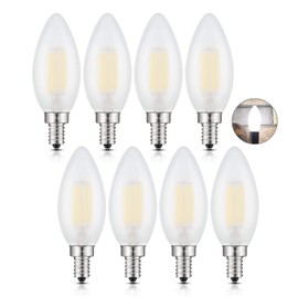 CRLight 6W Dimmable LED Candelabra Bulb 4000K Daylight White, 60W Equivalent 600 Lumens, E12 Base Vintage LED Filament Light Bulbs, B11 Candle Frosted Glass Chandelier Bulbs, Pack of 8