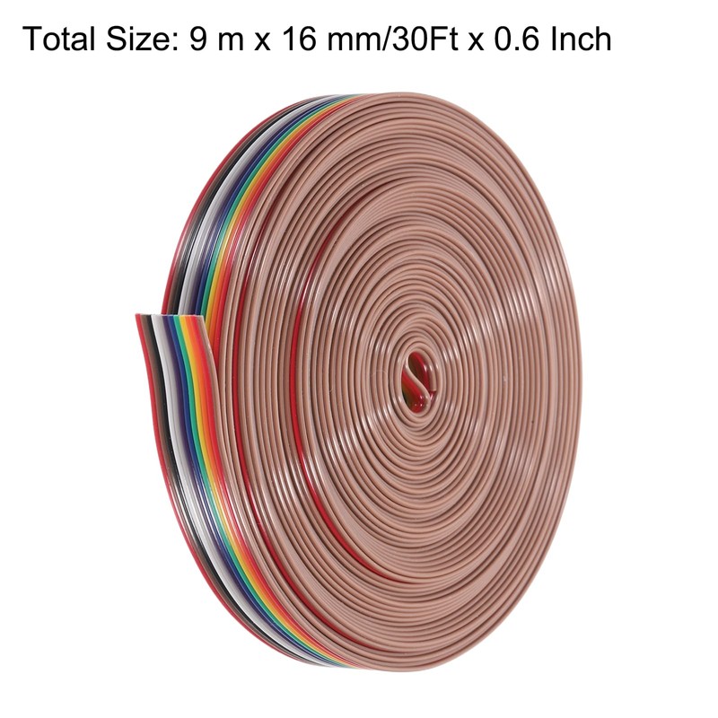 sourcing map 1 Pcs 12 Pin Flat Rainbow Ribbon Cable