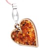 Handmade Amber and Wood Keyring/Keychain Heart, beautiful charm for your