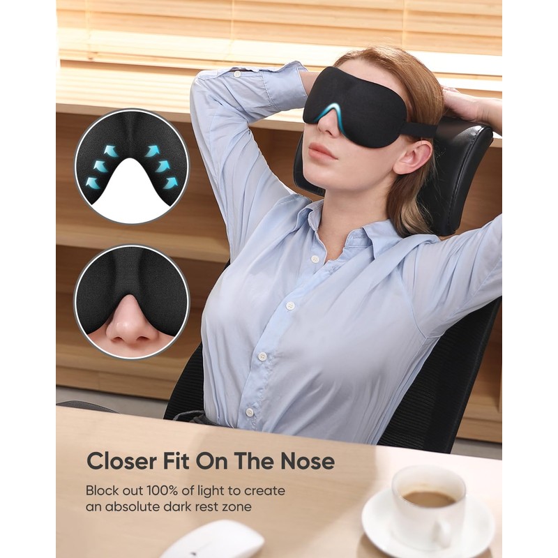 LKY DIGITAL Sleep Mask for Side Sleeper 3 Pack, Blackout