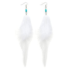 RUOFFETA Long Feather Earrings for Women, Boho Bohemian Earrings Multicolor Tassel Handmade Feather Earrings for Women Dangling(Style N)