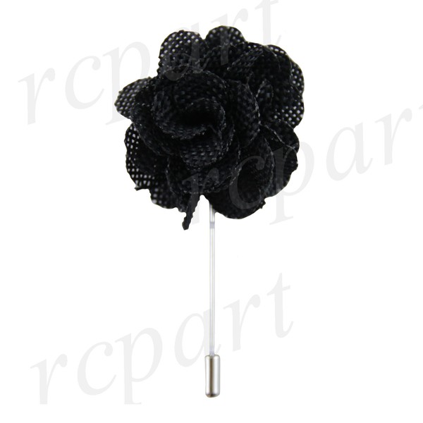New in box formal Men's Suit chest brooch black fabric flower lapel pin wedding