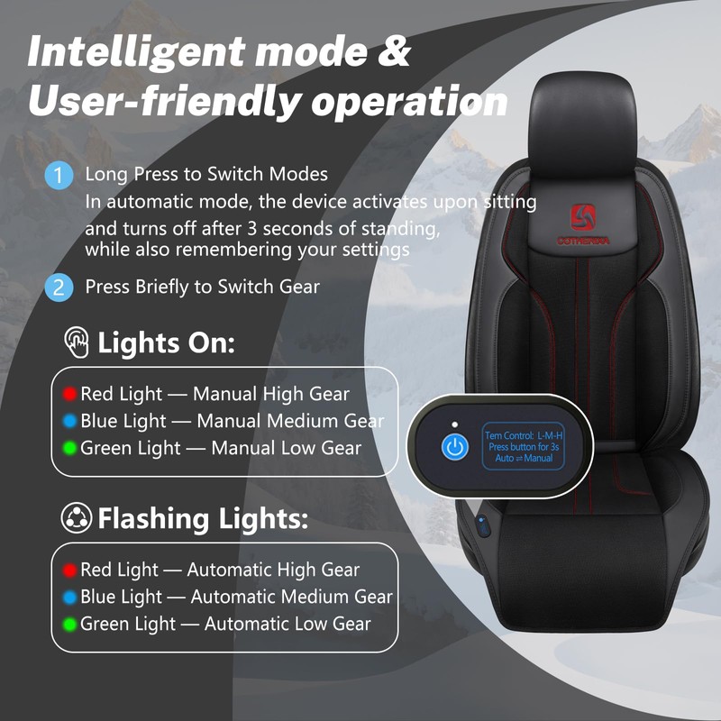 COTHERIXA Cooling Car Seat Cushion Front Seat,12V&24V Cooling Seat Cover