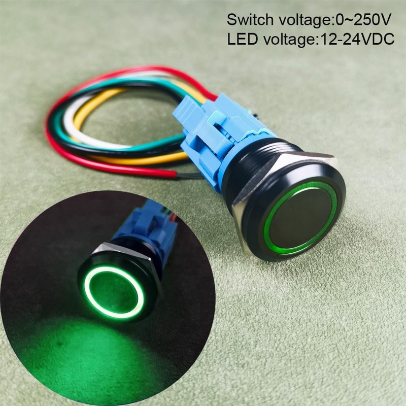Gebildet 22 mm Stainless Steel Push Button, 12V-24V, LED, 1NO1NC,