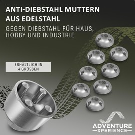 Stainless Steel Anti-Theft Nuts M6 M8 M10 M12 V2A Anti-Theft Security Nut V2A Nut Lock Anti-Theft Device 4-Hole (M8, 8 Nuts 1 Lock)