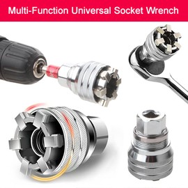 Adjustable Universal Socket Wrench Tool Set - Multi-Function 10mm-19mm Universal Maintenance Socket for 3/8" Drive Ratchet, Torque Wrench & Power Drill (2 Sets)