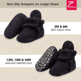 Zutano Cozie - Botines unisex de forro polar con pinzas, esenciales para bebé, negro/gris jaspeado, 12 meses, Negro -, 12 meses