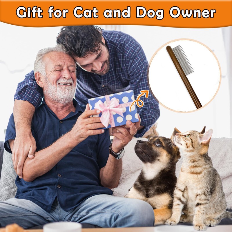 ZKKZOMA Wooden Dog Cat Flea Comb for Small Pets,Gift for