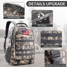 School Backpack for Boys - Camo Boys Backpack for Kids Teens Elementary Middle School - 18″ Camouflage Bookbag with Usb Charging Port & Key-chain