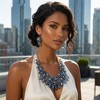 Bocar Crystal Necklace Set for Women Multi Layered Chunky Collar